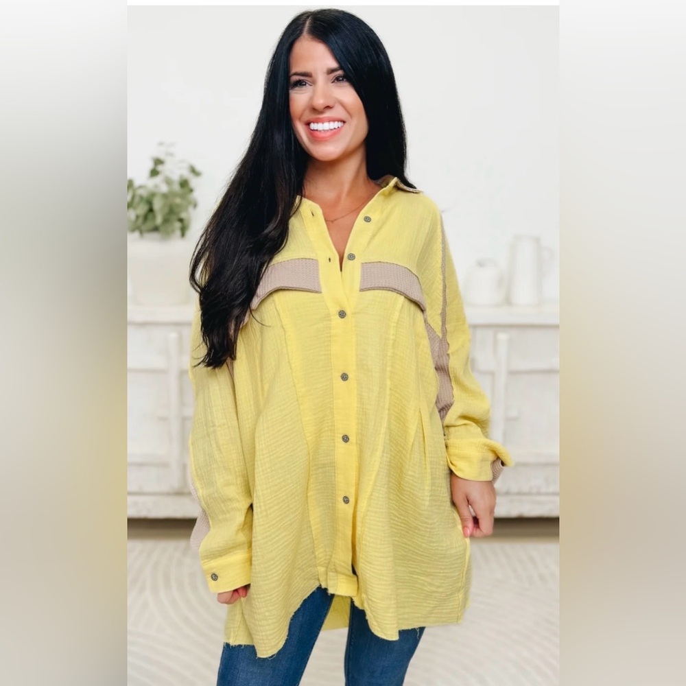 Yellow Button-Up Women's Top